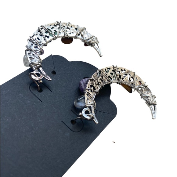 New! Chakra Crystal Moon Earrings - Picture 8 of 10